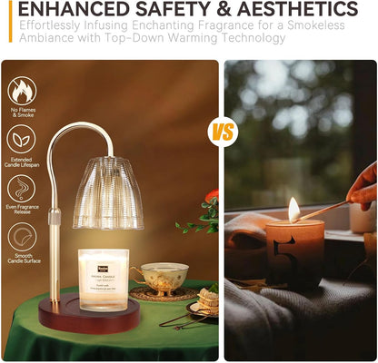 Candle Warmer Lamp with 3 Bulbs, Adjustable Height Dimmable Candle Warmer with Timer, Candle Lamp with Charming Gift Box Ribbon,Birthday Gifts for Women Mom, House Warming Gifts New Home Decor