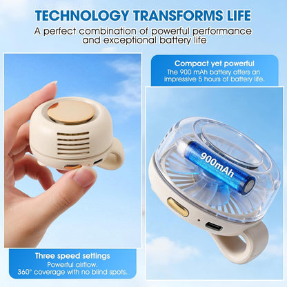 Portable Silent Mini Bladeless Fan Clip On,3 Speeds Clip-On Fans For Shirt,Small Clips Fanmini Whirlwind Fans For Waist Clips Suitable For Outdoor & Travel & Office (Green)