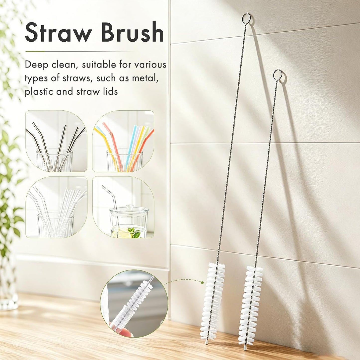 Amazer Dish Brush with Handle, 2 Pack Kitchen Scrub Brushes for Cleaning, Dish Scrubber with Stiff Bristles for Sink, Pots, Pans