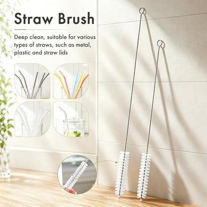 Amazer Dish Brush with Handle, 2 Pack Kitchen Scrub Brushes for Cleaning, Dish Scrubber with Stiff Bristles for Sink, Pots, Pans