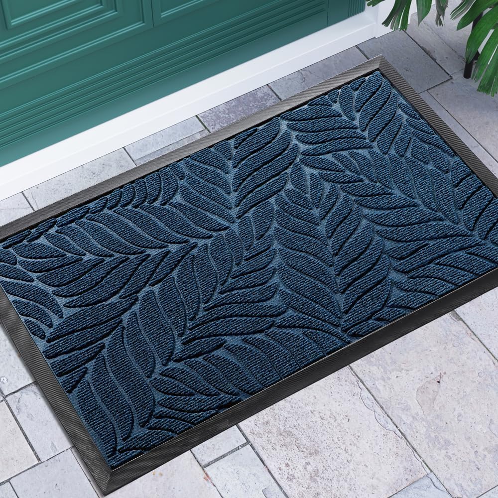 Yimobra Front Door Mat Outdoor Indoor, 29.5x17 All-Season Waterproof Door Mat Outside Entrance, All-Weather Non-Slip Outside Doormat for Garage Patio Entryway, Brown