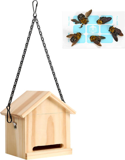 Carpenter Bee Trap for Outside - Wasp Traps Outdoor Hanging with Sticky Traps - Carpenter for Wasps, Mud Daubers (2 Bee Trap+8 Refills)