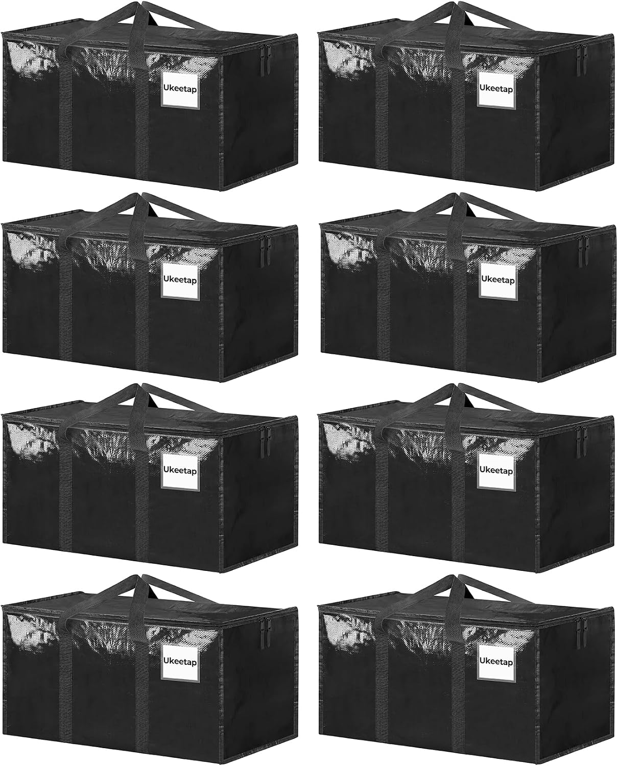 8 Pack Extra Large Heavy Duty Moving Bags, Clear Storage Bins with Lids, Reinforced Handles & Heavy-Duty Zippers Moving Boxes Storage Bags Totes for Clothes Packing, Dorms, College Supplies, Clear