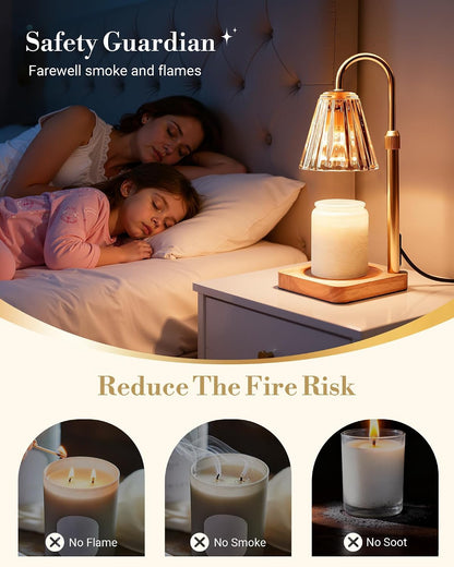 Marycele Candle Warmer Lamp with Timer & Dimmer - Mothers Day Gifts for Women Mom Her, Aesthetic Office Home Decor, Adjustable Height Wax Melter for Candle Jar & 3-Wick Candles (2 Bulbs Included)