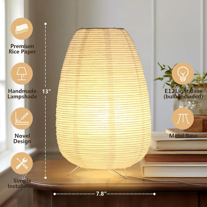 Small Rice Paper Lamp, Japanese Lamp Lantern Table Lamp, Paper Table Lamp, Lantern Lamps for Desk Bedrooms Bedside Night Light (Tower)