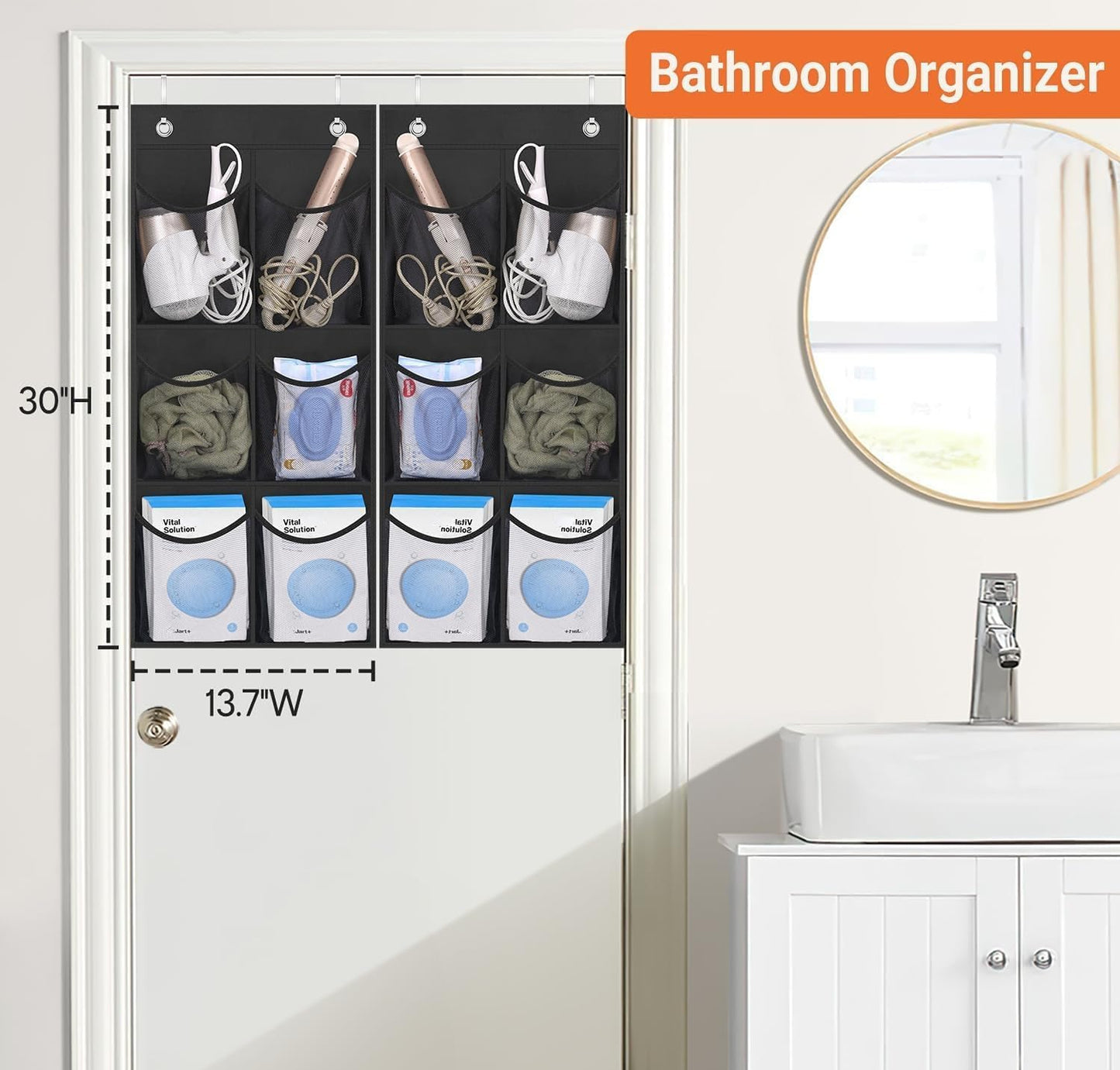 KIMBORA 2 Packs Narrow Over the Door/Wall Shoe Organizer Cruise, Small Hanging Shoe Rack for Closet with Clear Mesh Pocket for Bathroom, RV, Pantry, Camping (White)