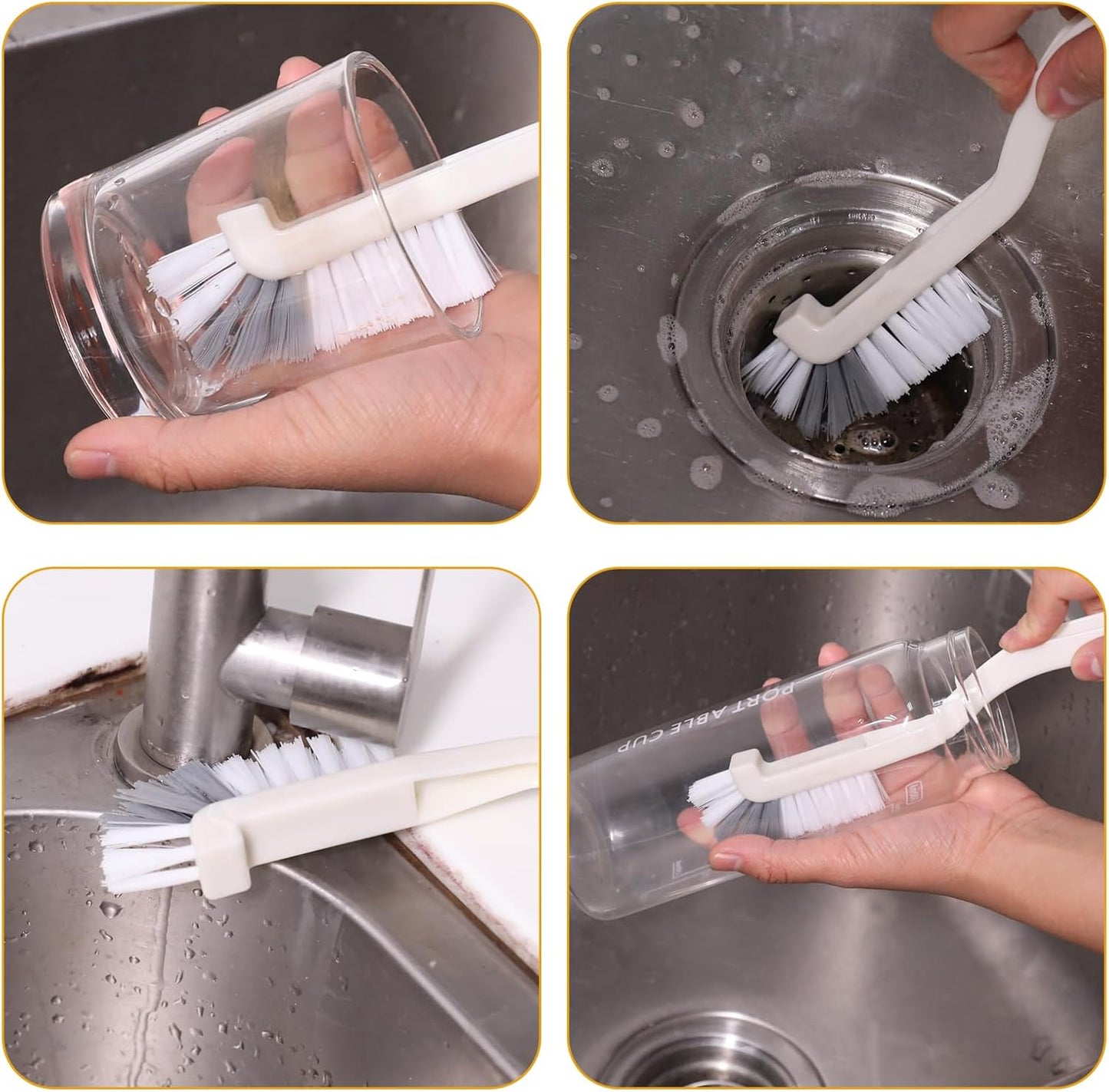 2 Pieces Scrub Brushes for Cleaning, Kitchen Scrub Brush Dish Brush Right Angle Cleaning Brush with Stiff Bristle for Sink Household Dish Pot Pan Dishwasher Edge Corners Cleaning