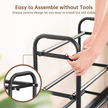 Gonfoam Shoe Rack for Closet, Expandable Shoe Organizer Storage Shelf, Adjustable Metal Free Standing Small Closet Shoe Rack for Entryway, Doorway (2-Tier Black)