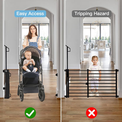 Short Dog Gate 0"-39" Wide Narrow Baby Gate 24” Tall Retractable Short Pet Gate to Step Over Short Baby Gate for Doorway, Low Pet Gate Indoor Doggie Gates Mesh Puppy Gate for Stairs, Black