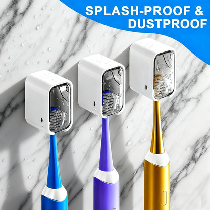 Toothbrush Holders for Bathroom - 3 Pack, Single Slot Space-Saving Design 2.0, Wall Mounted with Cover for Shower, Single Tooth Brush Holder Dispenser Storage Organizer for Family & Travel
