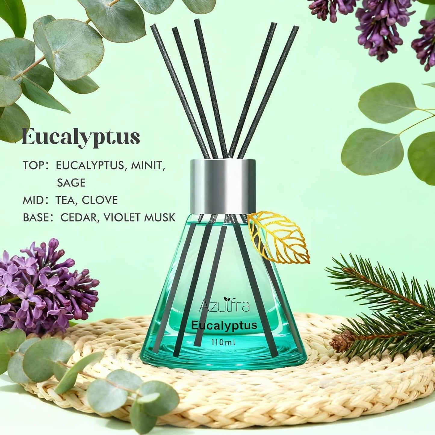 Reed Diffuser Set for Home, Citrus Scented Diffuser with 6 Diffuser Sticks, Home Fragrance Scent Essential Oil Stick Diffuser for Christmas Shelf Decor,3.4 oz