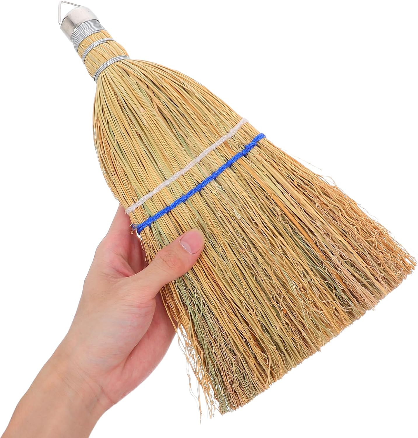 Outdoor Heavy Duty Patio Broom with Hanging Loop, Handheld Leaf and Garage Sweeping Brush for Courtyard and Concrete Cleaning