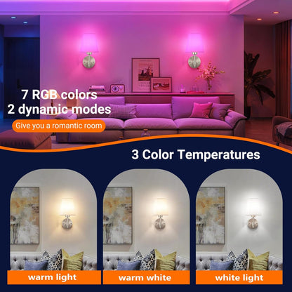 Wall Sconce Battery Operated Wall Light Fixure with Remote Control, Dimmable Battery Operated Wall Sconces Set Of Two, Indoor Wireless Wall Mounted Lamp with Rechargable Bulb For Bedroom Living Room (