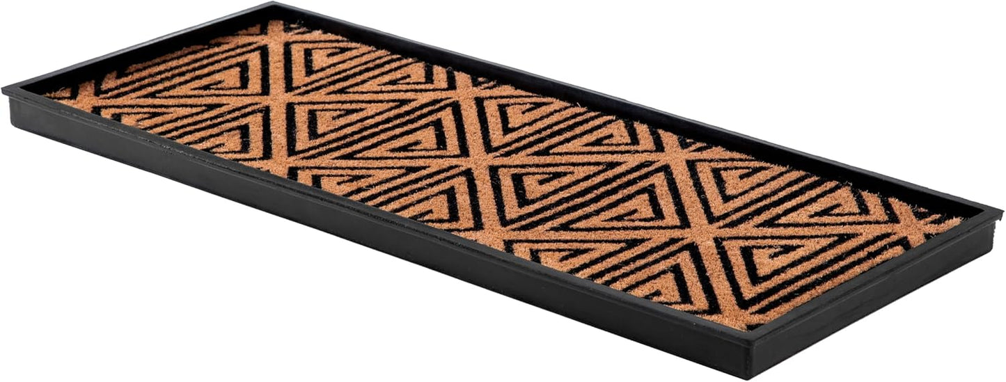 Anji Mountain Heavy Duty Waterproof Rubber Shoe Storage Mat Organizer/Boot Storage Tray Multi Use for Entryway with Coir, Tan Insert, Fits 4 Pair (46.5" Wide)