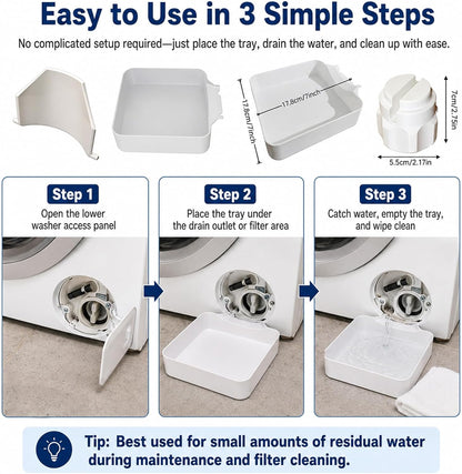Universal Front-Load Washing Machine Drain Pan, Washing Machine Drain Tray, Leak-Proof Water Catch Drainage Tray, Easy Installation for Basements, Apartments, Mobile Homes, Garages, and Rentals