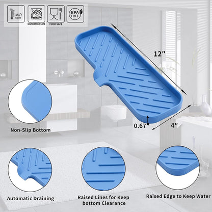 MicoYang Silicone Bathroom Soap Dishes with Drain Spout-Bathroom and Kitchen Sink Organizer,Sponge Holder,Dish Soap Tray,Perfect for Dispenser,Scrubber,Bottle,Cup on Sink or Counter-Coffee 4.9"×3.2"