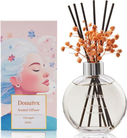 Flower Reed Diffuser Set 5.07oz Satin Rose Scent Diffuser with Sticks Home Fragrance Reed Diffuser for Bathroom Shelf Decor