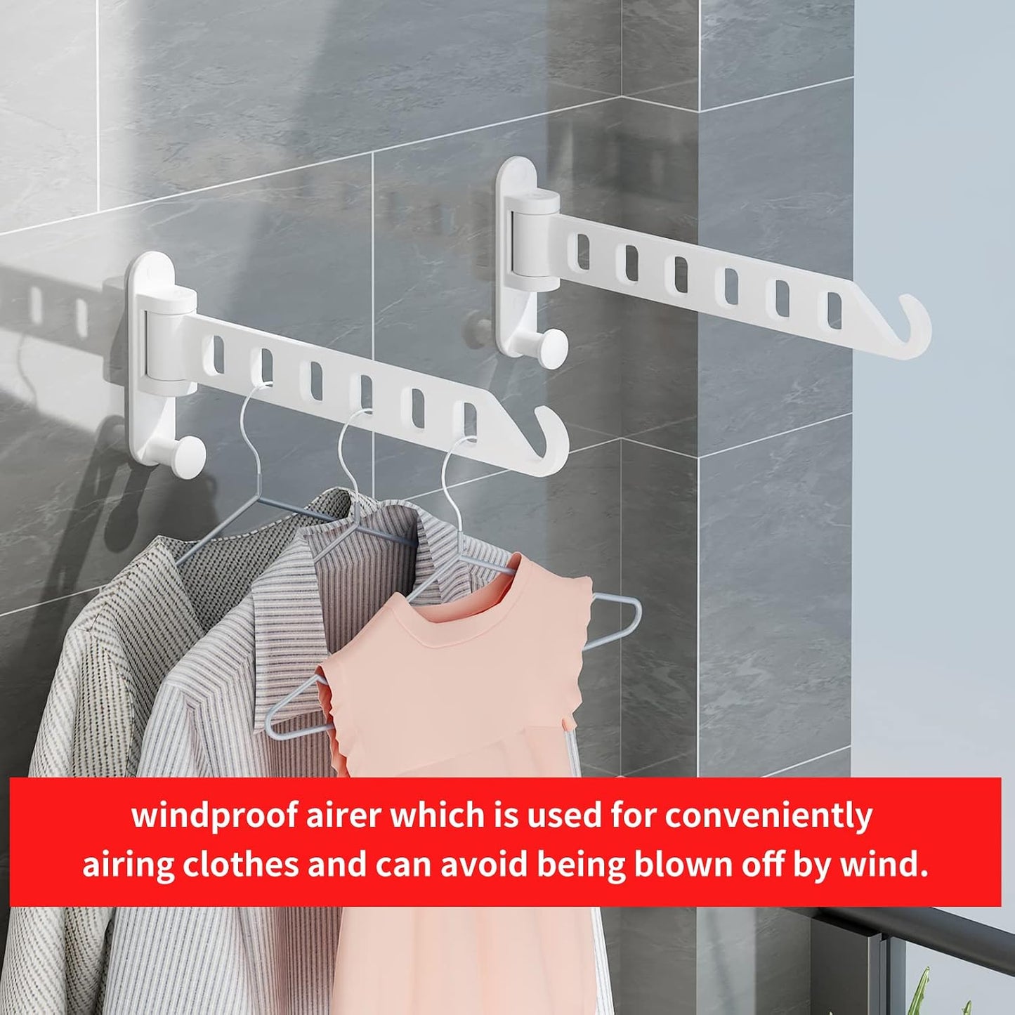 JOOM Wall Mounted Drying Rack, Foldable Clothes Hanger Rack for Laundry Room, Space Saving Wall Mount Clothes Rack, Aluminum Coat Hanger Holder for Closet, Bathroom, White
