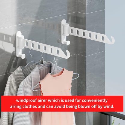 JOOM Wall Mounted Drying Rack, Foldable Clothes Hanger Rack for Laundry Room, Space Saving Wall Mount Clothes Rack, Aluminum Coat Hanger Holder for Closet, Bathroom, White