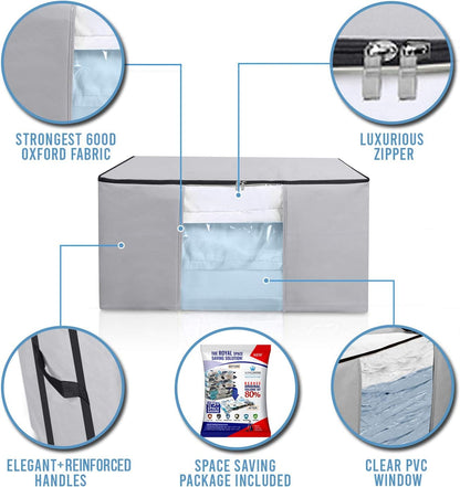 Cube Vacuum Storage Bags, Space Saver Bags, Premium Totes with Cubic Vacuum Compression Seal Bags for Clothing & Bedding. Space Saving Jumbo Organizer for Storing Clothes, Comforters,Blankets,Pillows+
