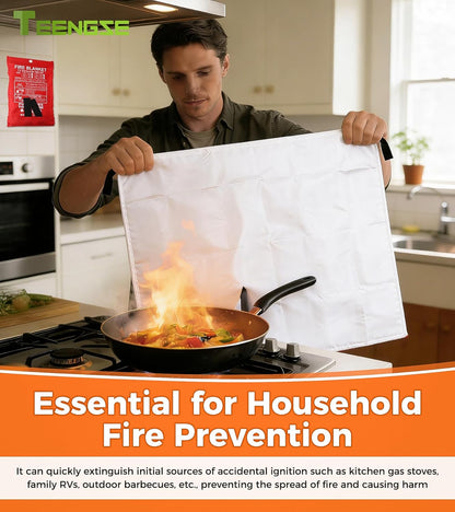 2PCS Fiberglass Fire Blankets, 40” x 40” Fire Escape Emergency Fireproof Blanket for Home, Kitchen, Camping, Barbecue, Car, School, Safety Evacuation