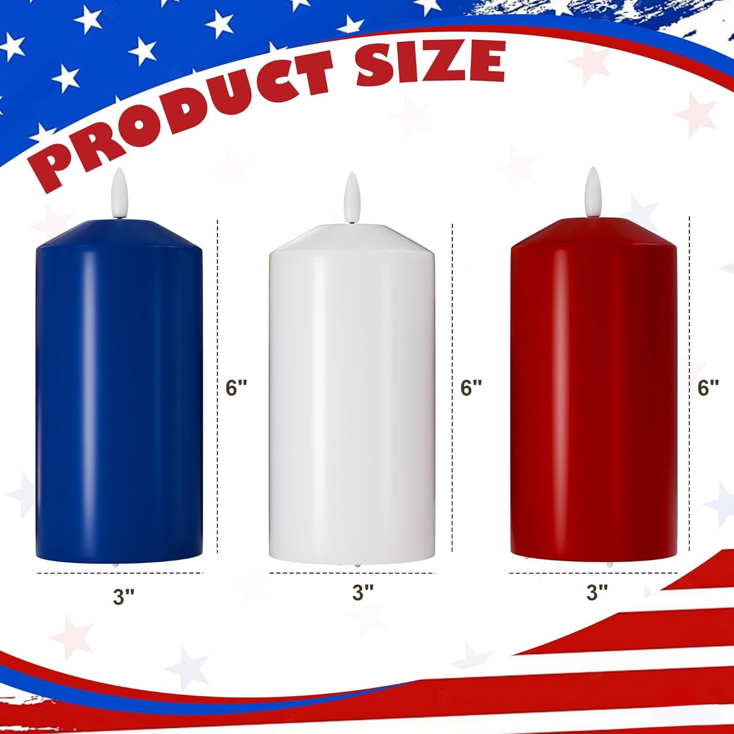White Flameless Pillar Candles, Battery Operated Wax Candles with Remote, Flat Top Flickering Flameless Candles, LED Candle for Home, Wedding, Party Decor, Set of 3, Φ 3" H 4" 5" 6"