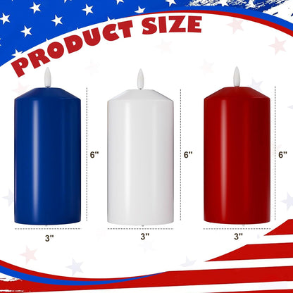 White Flameless Pillar Candles, Battery Operated Wax Candles with Remote, Flat Top Flickering Flameless Candles, LED Candle for Home, Wedding, Party Decor, Set of 3, Φ 3" H 4" 5" 6"