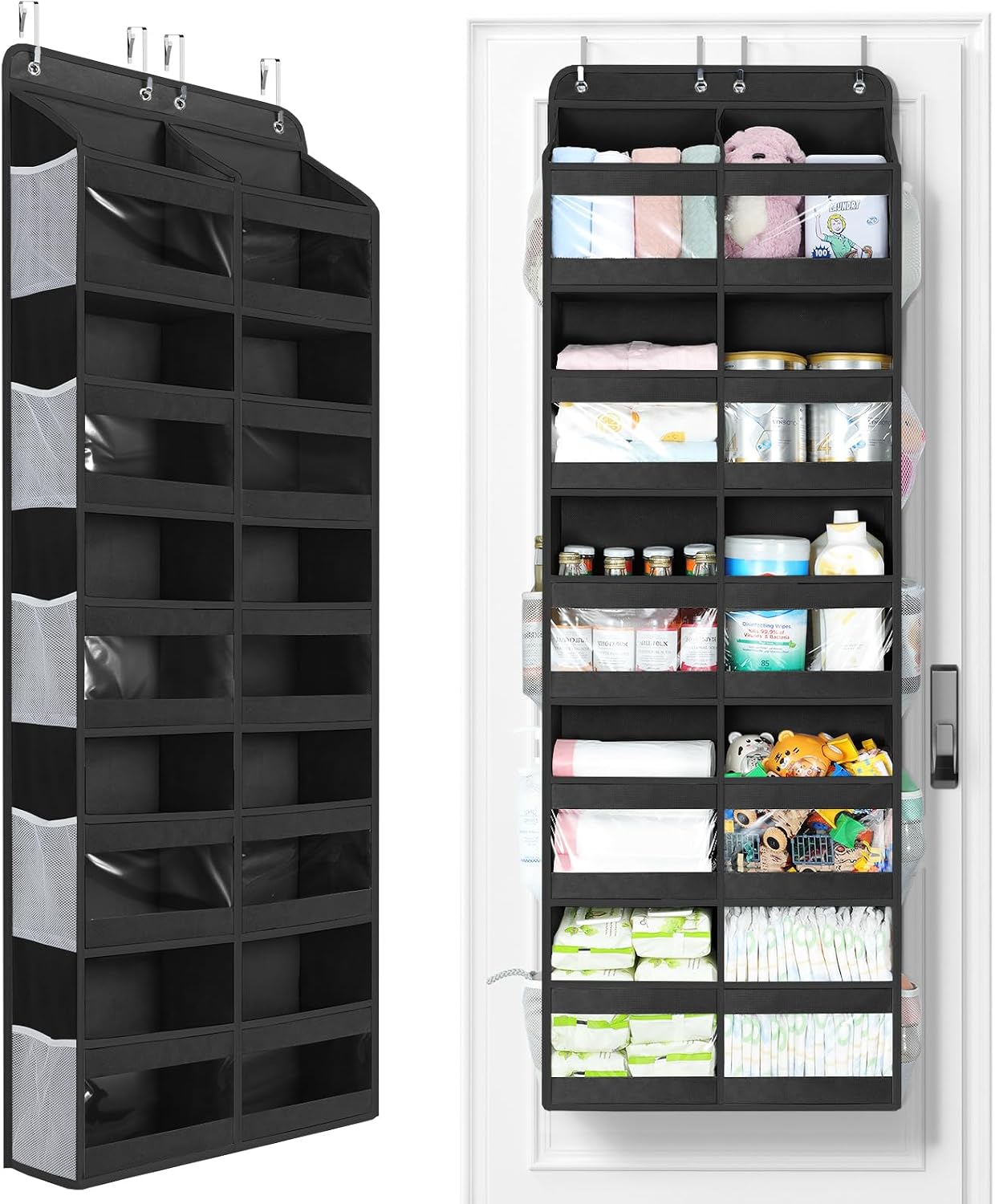 Yecaye 5-Tier Over The Door Organizer Dual-Column, 80lbs Load Over The Door Storage of 10 Compartments, Heavy Duty Door Organizer Hanging for Bedroom Closet Dorm Bathroom Pantry, Grey 1 Pack