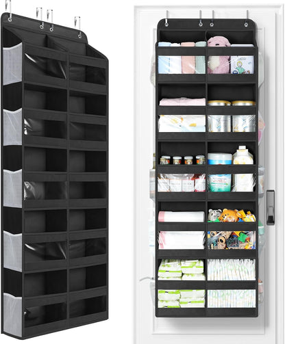 Yecaye 5-Tier Over The Door Organizer Dual-Column, 80lbs Load Over The Door Storage of 10 Compartments, Heavy Duty Door Organizer Hanging for Bedroom Closet Dorm Bathroom Pantry, Grey 1 Pack