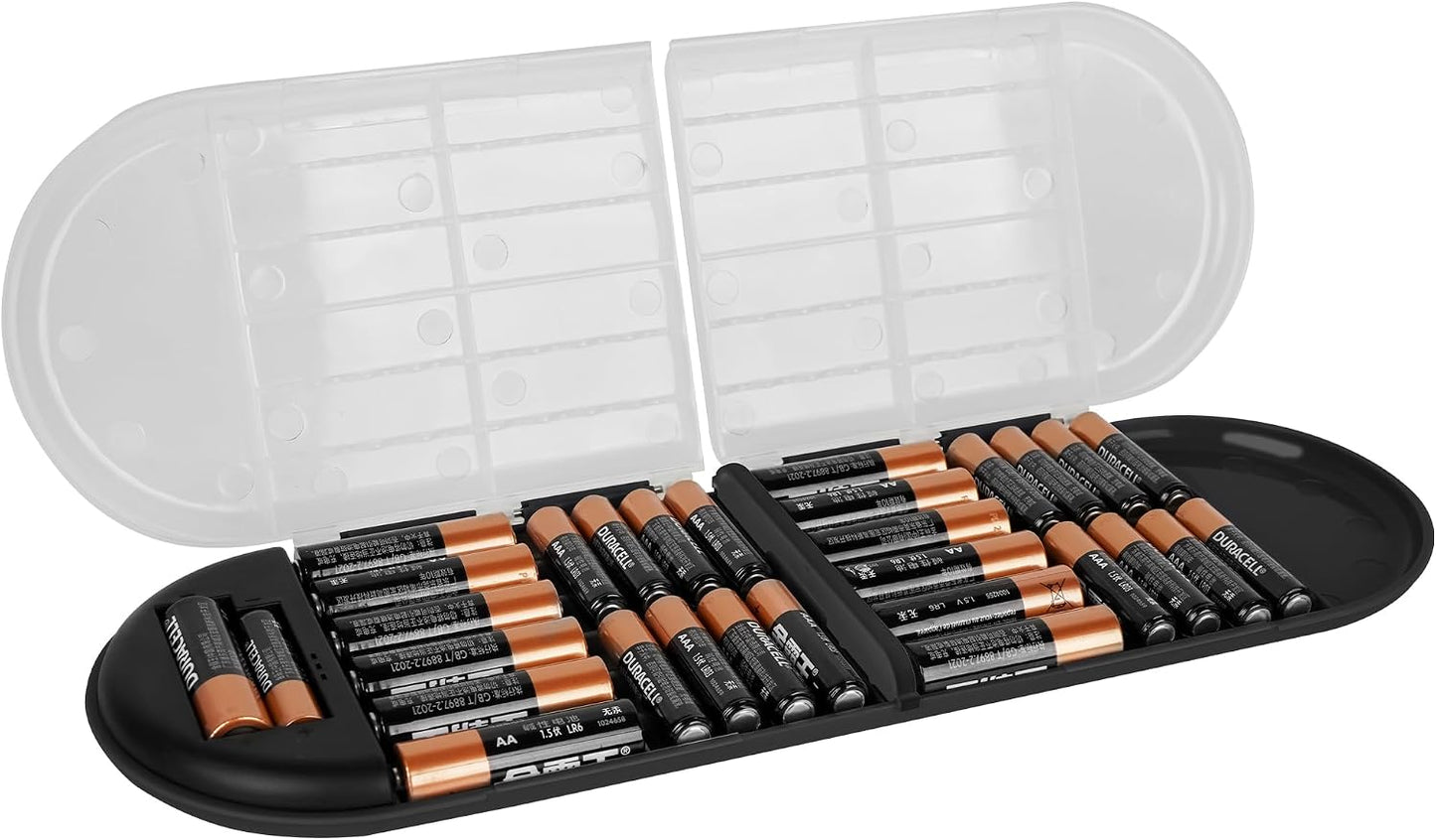 LUEXBOX Battery Organizer Storage Case Holder with Tester Holds 98 Pack, High-Capacity Battery Box and Tester, Battery Case Suitable for AAA, AA, 9V, C, D, Button Cell Batteries