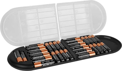 LUEXBOX Battery Organizer Storage Case Holder with Tester Holds 98 Pack, High-Capacity Battery Box and Tester, Battery Case Suitable for AAA, AA, 9V, C, D, Button Cell Batteries