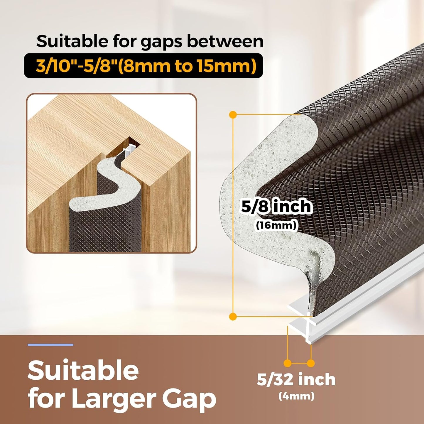40FT Weather Stripping Door Seal, Kerf Style Foam Strip for Large Gaps, with Scraper Tool for Exterior and Interior Frames, White