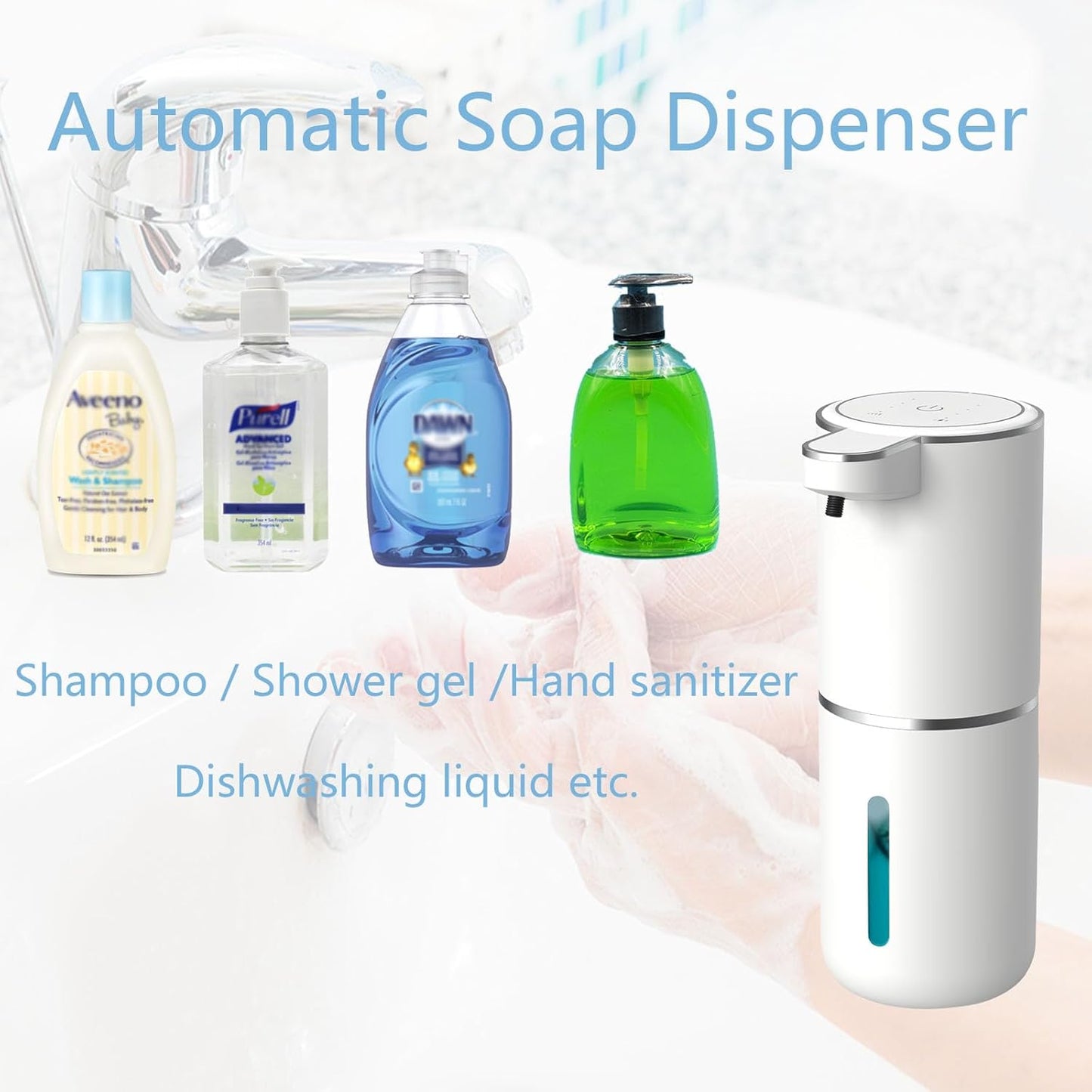 Automatic Soap Dispenser – Touchless Foaming Soap Dispenser 400ml USB Rechargeable Dispenser Electric Wall Mounted 4levels Adjustable Foam Soap Dispenser Pump for Bathroom Kitchen(Silver)