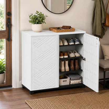 ADDOK Outdoor Storage Cabinet,60 Gallon Waterproof Resin Patio Storage Cabinet with 1 Adjustable Metal Shelf, Upright Outdoor Cabinet for Garden Tools, Pool Supplies, Toys, Porch and Garage