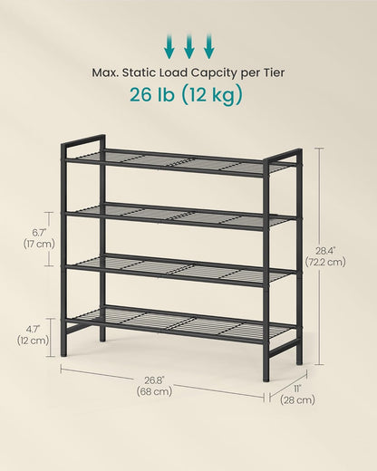 SONGMICS Metal Shoe Rack, Free Standing Shoe Organizer for Entryway Closet Garage Small Spaces, Heavy-Duty Slim Steel Storage Shelf, 8-Tier, Fits 16-24 Pairs, Bronze ULMR028A01