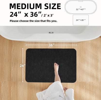 TYUU Bath Mat, Bathroom Rugs Non Slip Washable Thin Absorbent Quick Dry Bath Mat Fits Under Door Bathroom Floor Mat Perfect for Bath, Shower, or Sink 16"x24" Dark Grey