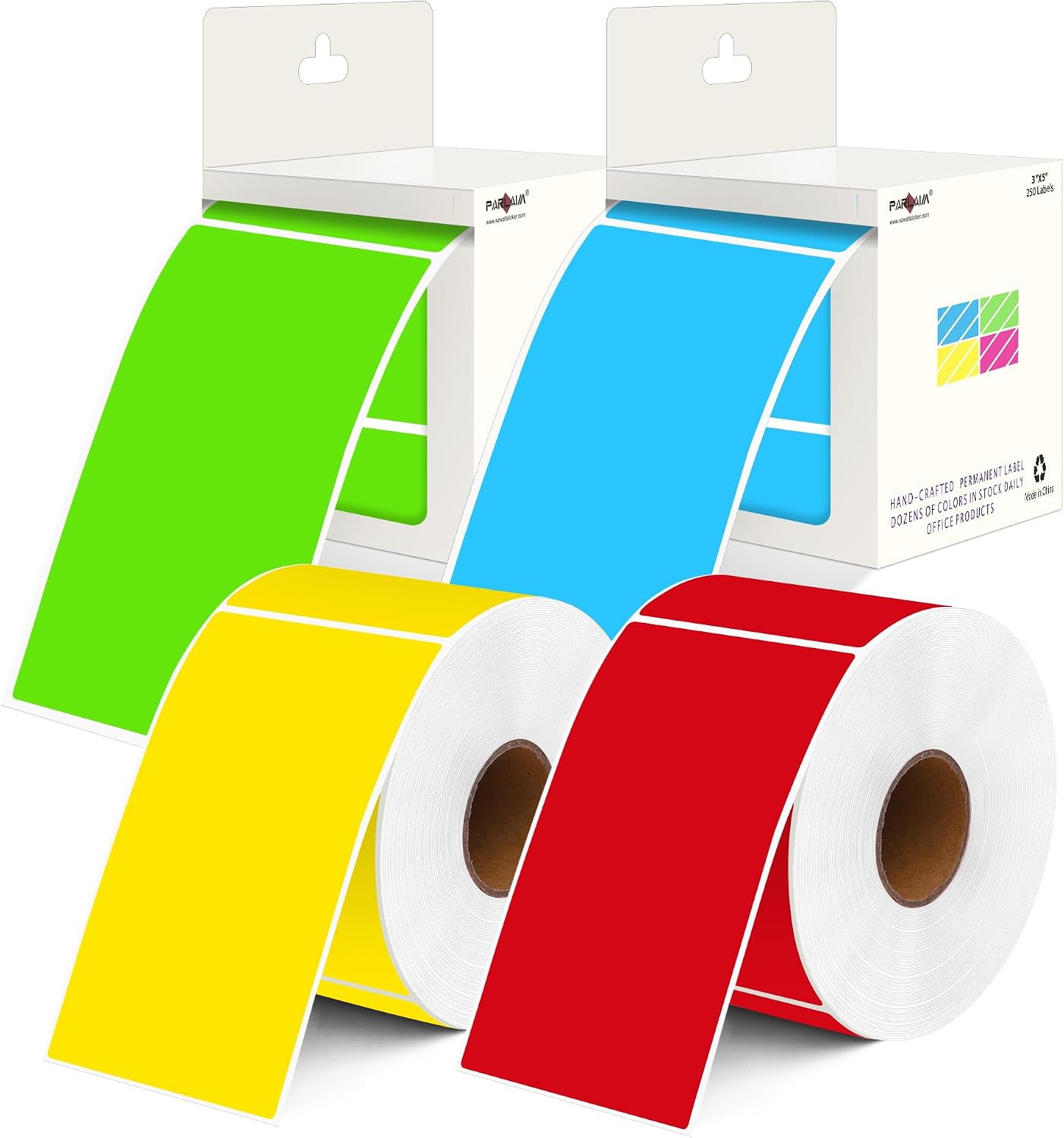 PARLAIM 3 x 5 inch Rectangle Sticker Labels, 250PCS Adhesive Color Coding Stickers for Moving Box Inventory Label, Fluorescent Green