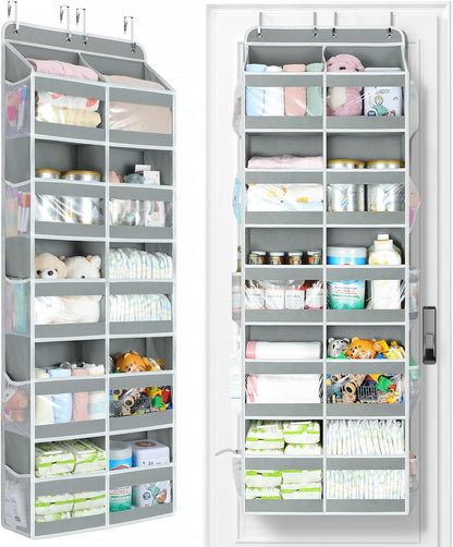Yecaye 5-Tier Over The Door Organizer Dual-Column, 80lbs Load Over The Door Storage of 10 Compartments, Heavy Duty Door Organizer Hanging for Bedroom Closet Dorm Bathroom Pantry, Grey 1 Pack