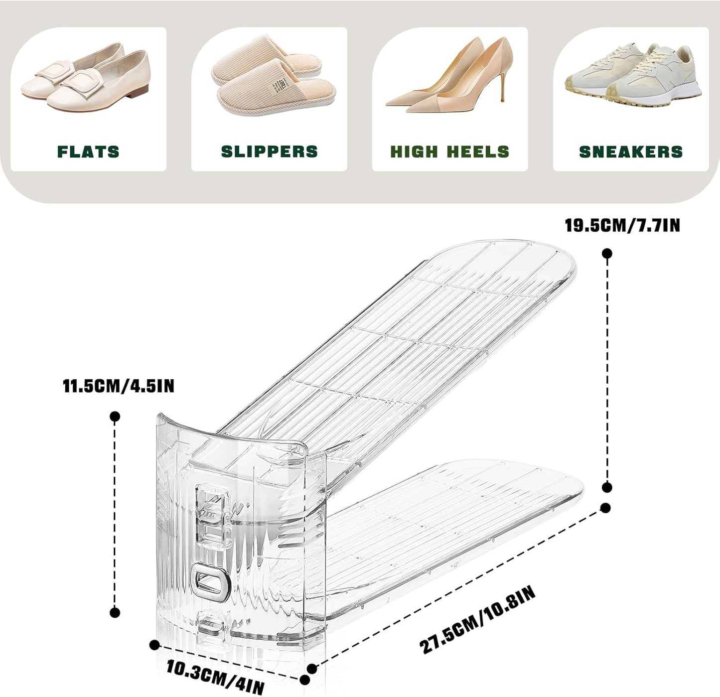 FENRUNXU Shoe Slots Organizer for Closet,12PACK Shoe Stacker Shoe Rack Organizer for Closet Space Saver Storage Shoe Holder Organization(Transparent)