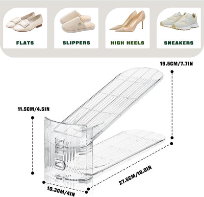 FENRUNXU Shoe Slots Organizer for Closet,12PACK Shoe Stacker Shoe Rack Organizer for Closet Space Saver Storage Shoe Holder Organization(Transparent)