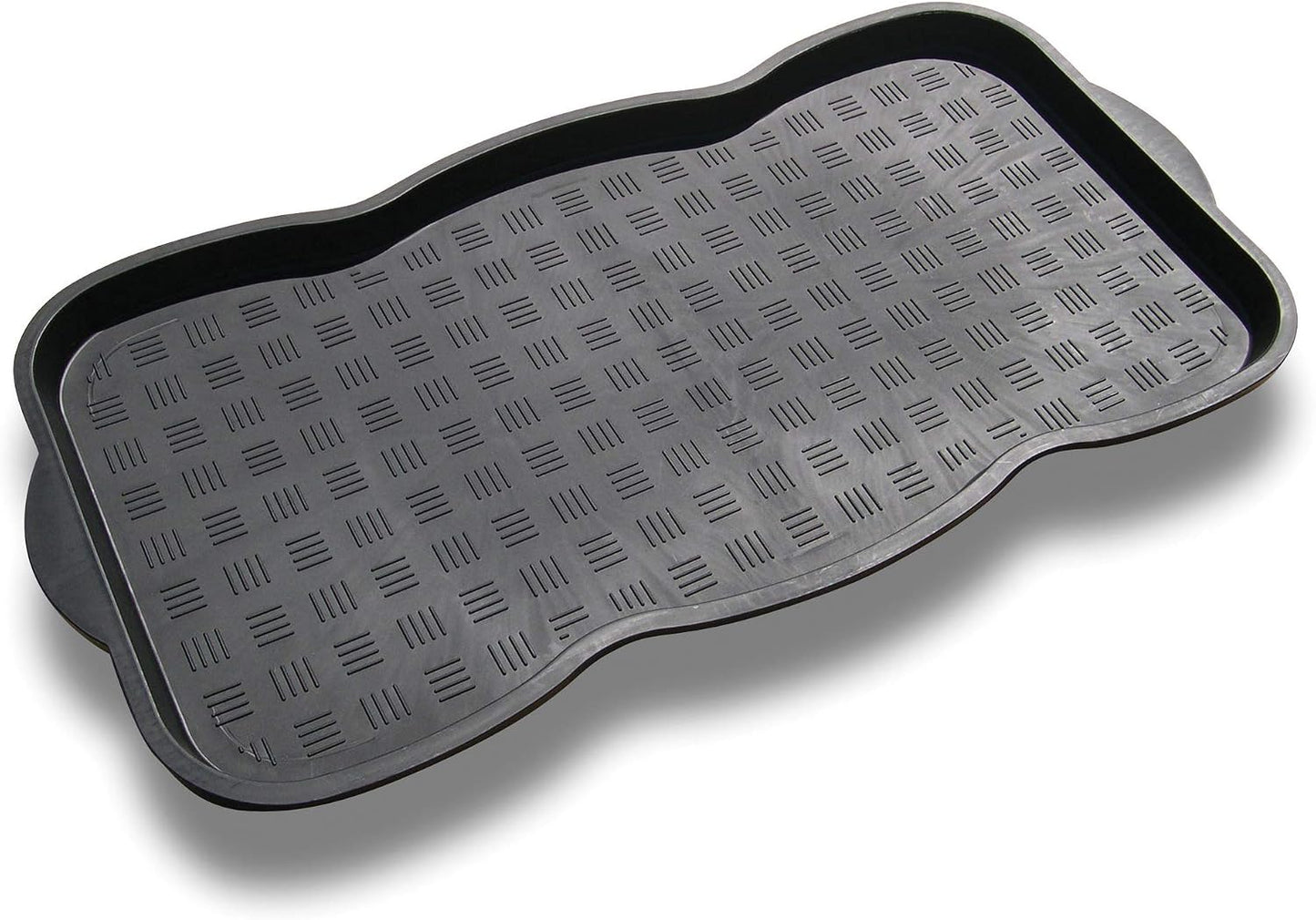 iCustomRug Heavy-Duty Multi-Purpose Indoor Boot/Shoe Tray w/Lip Boot Drying Pet Bowl Kitchen Garage Entryway Mud Room 4 Styles and Sizes 15" X 30" in Black