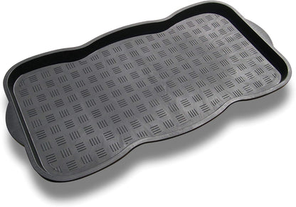 iCustomRug Heavy-Duty Multi-Purpose Indoor Boot/Shoe Tray w/Lip Boot Drying Pet Bowl Kitchen Garage Entryway Mud Room 4 Styles and Sizes 15" X 30" in Black