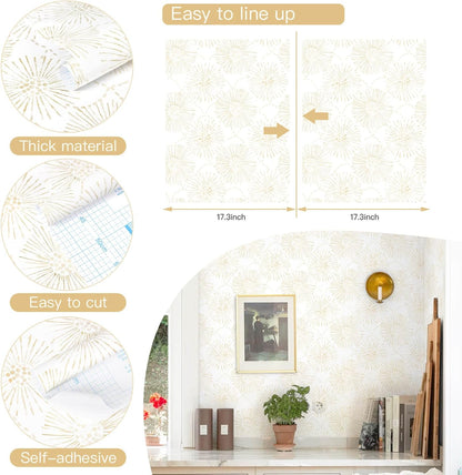 Boho Wallpaper Neutral Peel and Stick Wallpaper 78.7"x17.3" Geometric Wall Paper Beige and White Contact Paper Textured Removable Vinyl Waterproof for Bedroom Farmhouse Kitchen Bathroom