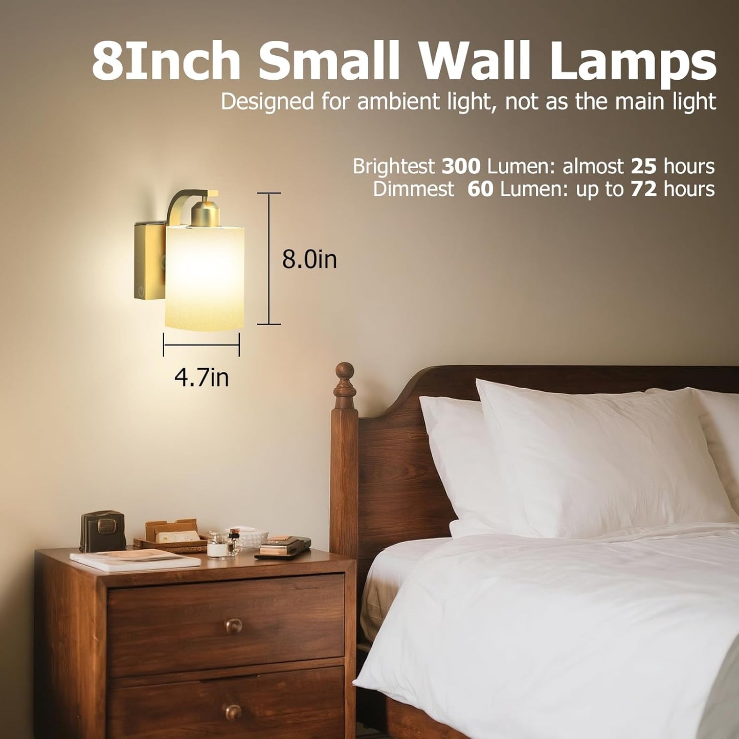 iThird Wall Sconce Battery Operated Set of 2, 6000mAh Rechargeable Wall Lights with Touch Control and Remote Control, Wireless Wall Lamps for Bedroom, Black Sconces Wall Decor for Living Room Hallway