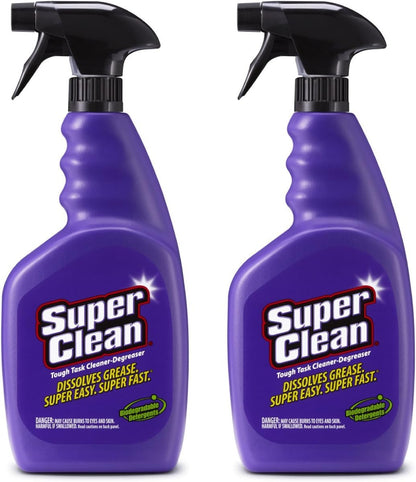SUPERCLEAN Cleaner/Degreaser: Water-Based, Trigger 32oz Spray Bottle, 2 Pack