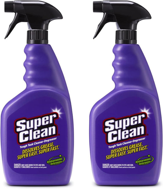 SUPERCLEAN Cleaner/Degreaser: Water-Based, Trigger 32oz Spray Bottle, 2 Pack