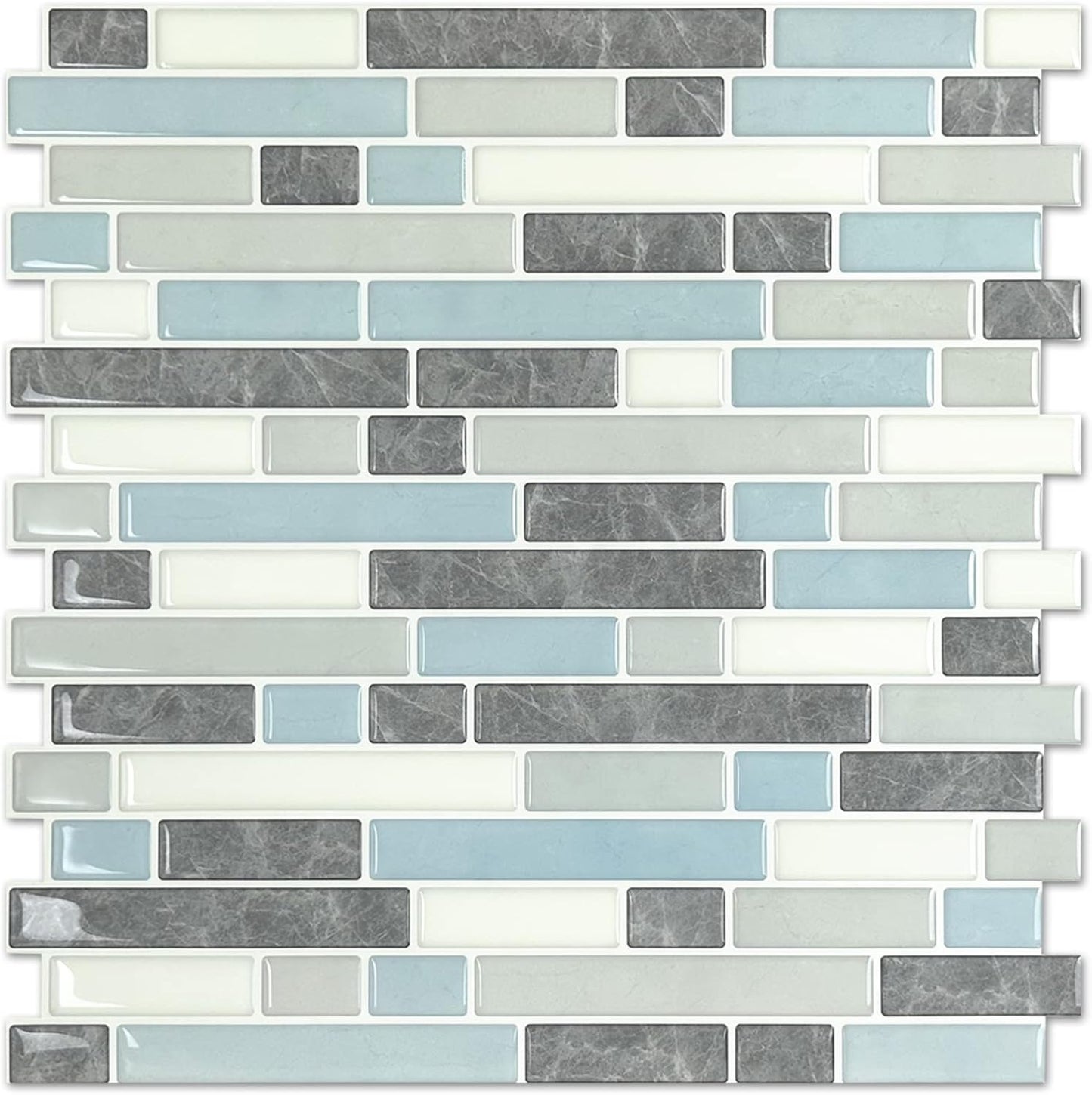 STICKGOO Thicker Design Peel and Stick, Self Adhesive Stick On Tile Backsplash for Kitchen and Bathroom, Beige & White, 12”×12”, 10 Sheets