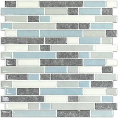 STICKGOO Thicker Design Peel and Stick, Self Adhesive Stick On Tile Backsplash for Kitchen and Bathroom, Beige & White, 12”×12”, 10 Sheets