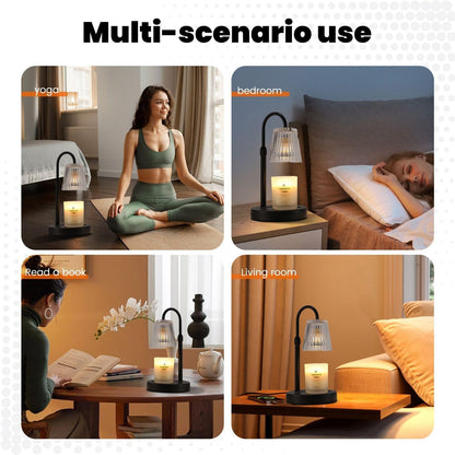 Candle Warmer Lamp,with Timer & Dimmer(3Bulbs),Candle Lamp Warmer Height Adjustable,Gifts for New Home,House Warming Gift,Birthday Gifts for Women/Daughter/Mom/Friend-Black