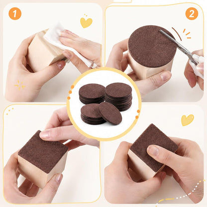16 Pcs 2-1/2”/63mm Felt Furniture Pads for Hardwood Floors, Brown Round Self Adhesive Furniture Pads, 5mm Thick Anti Scratch Floor Protectors for Chair Legs Furnitures Feet